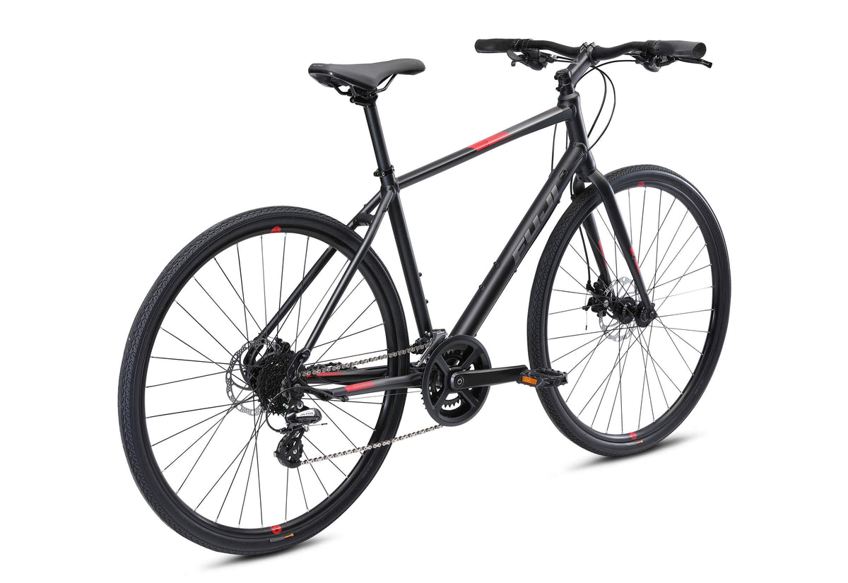 Black best sale hybrid bike