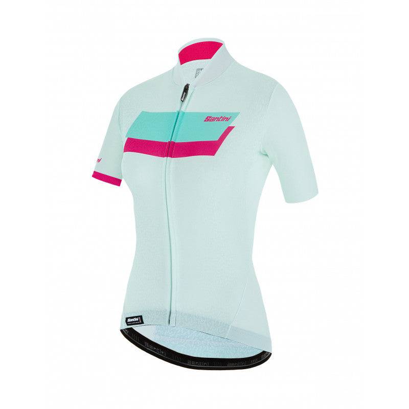 Santini Karma Logo Short Sleeve Jersey Green White - Classic Cut - L