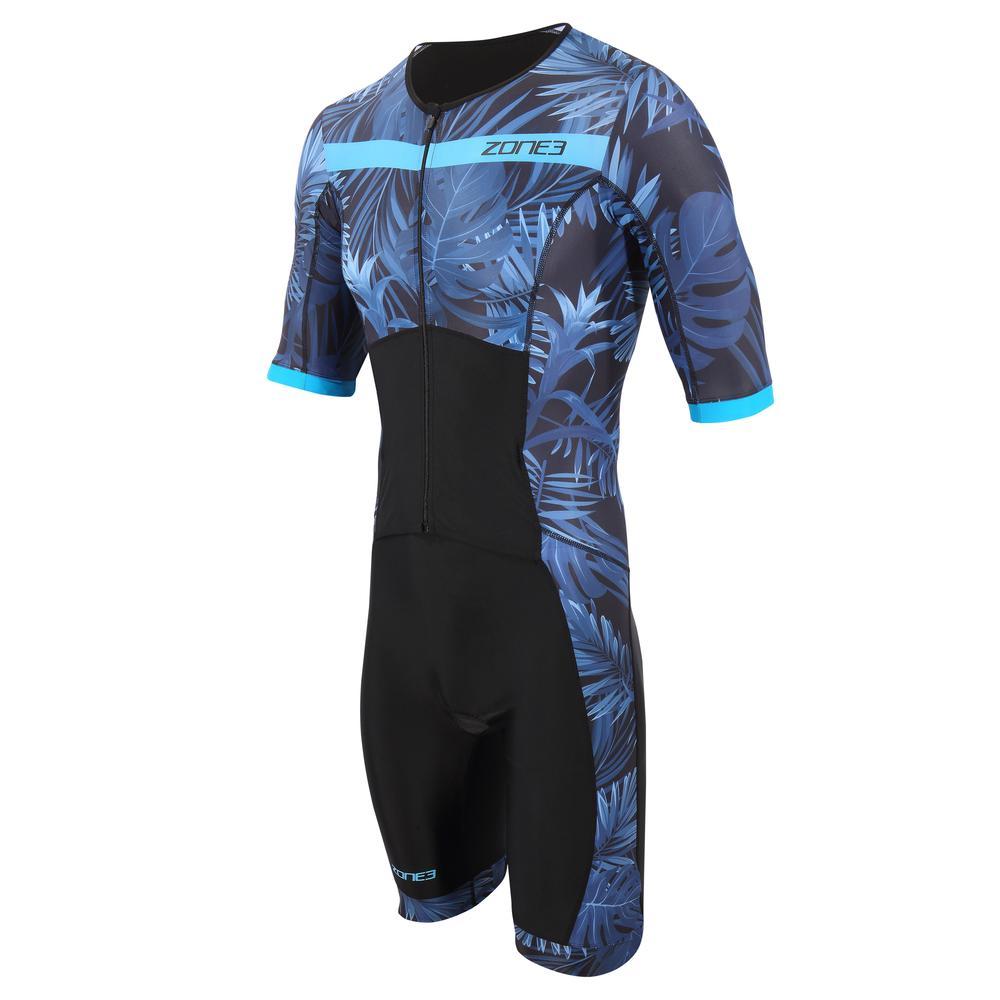 Zone 3 Tri-Suits | Men's Tropical Palm Short Sleeve Full Zip Trisuit - Cycling Boutique