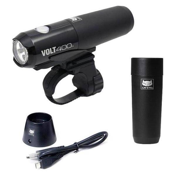 CatEye Light Combo Front Light Volt 400 (HL-EL461 RC) with Spare Battery  and Charging Cradle (Rechargeable) Cycling Boutique