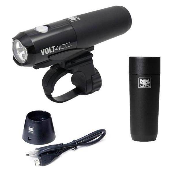 CatEye Light Combo Front Light Volt 400 HL EL461 RC with Spare Battery and Charging Cradle Rechargeable