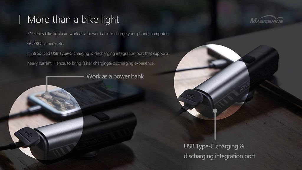 Magicshine Bike Light RN 1200, CREE LED, IPX7, 4000mAh Battery Type-C  Reverse Charging, Powerful Bike Headlight Compatible with: Mountain, Kids,  Street